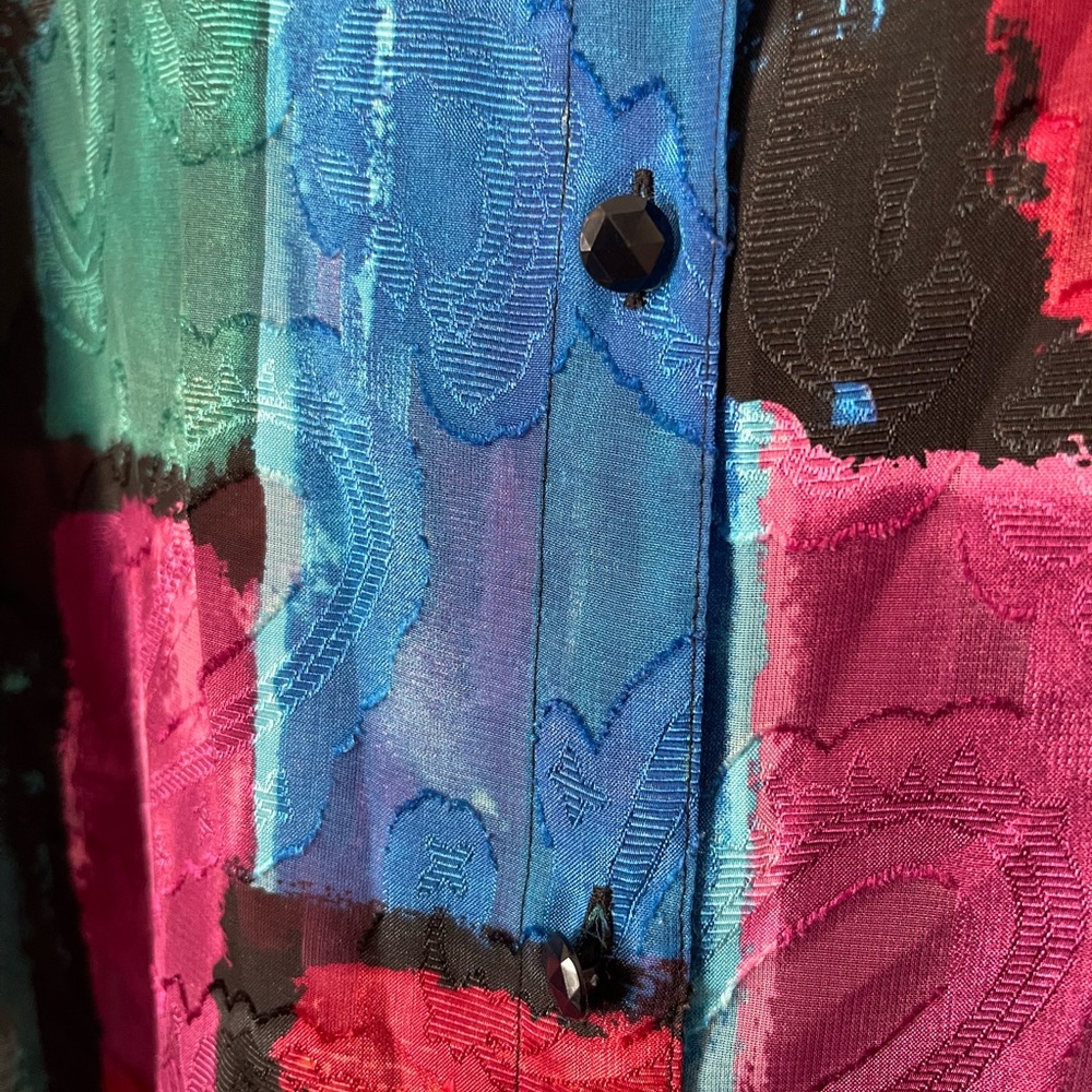 C.l.o.t.h.e.s. By Talbots Multicolor Abstract Button Down Shirt colorful - Picture 4 of 7